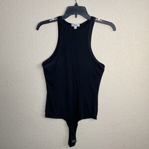 Agolde Womens Medium Black Ribbed‎ High Neck Thong Body Suit